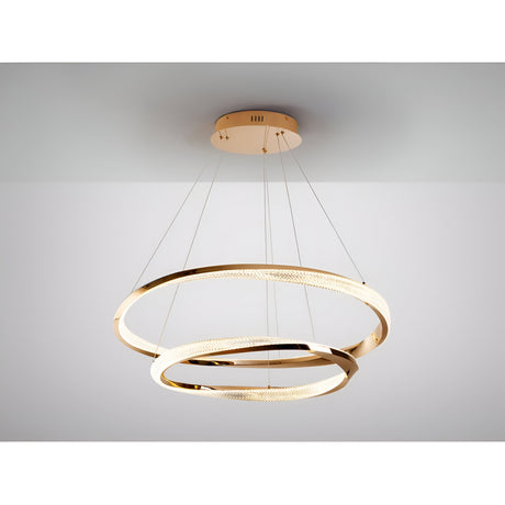 Orbitas Dimmable LED 2-Rings Circular Suspension Light 68W 3000K - Rose Gold