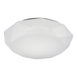 Diamante Large Smart CCT LED flush ceiling light with a faceted white opal glass housing, shown against a plain white background.
