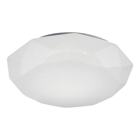 Diamante Large Smart CCT LED flush ceiling light with a faceted white opal glass housing, shown against a plain white background.