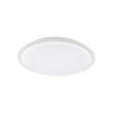 Edge Smart round flush ceiling light in white with an opal diffuser and thin trim, shown at an angle on a plain white background.