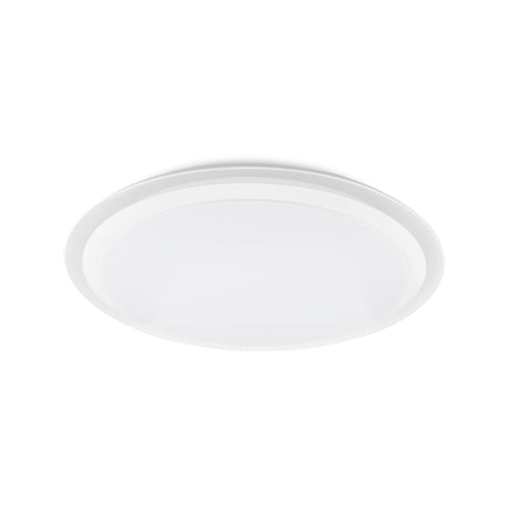 Edge Smart Large CCT Dimmable LED Flush Ceiling Light in white, round design with outer trim ring and opal glass diffuser, shown on a plain white background.