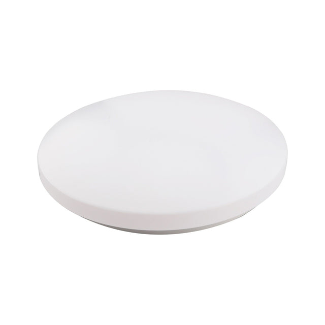 Zero Smart 38cm round flush ceiling light with white acrylic diffuser and low-profile metal frame, shown on a plain white background.
