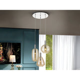 I3-Nara 3 Light LED Glass Cluster Pendant 15W 3000K - Amber/Transparent