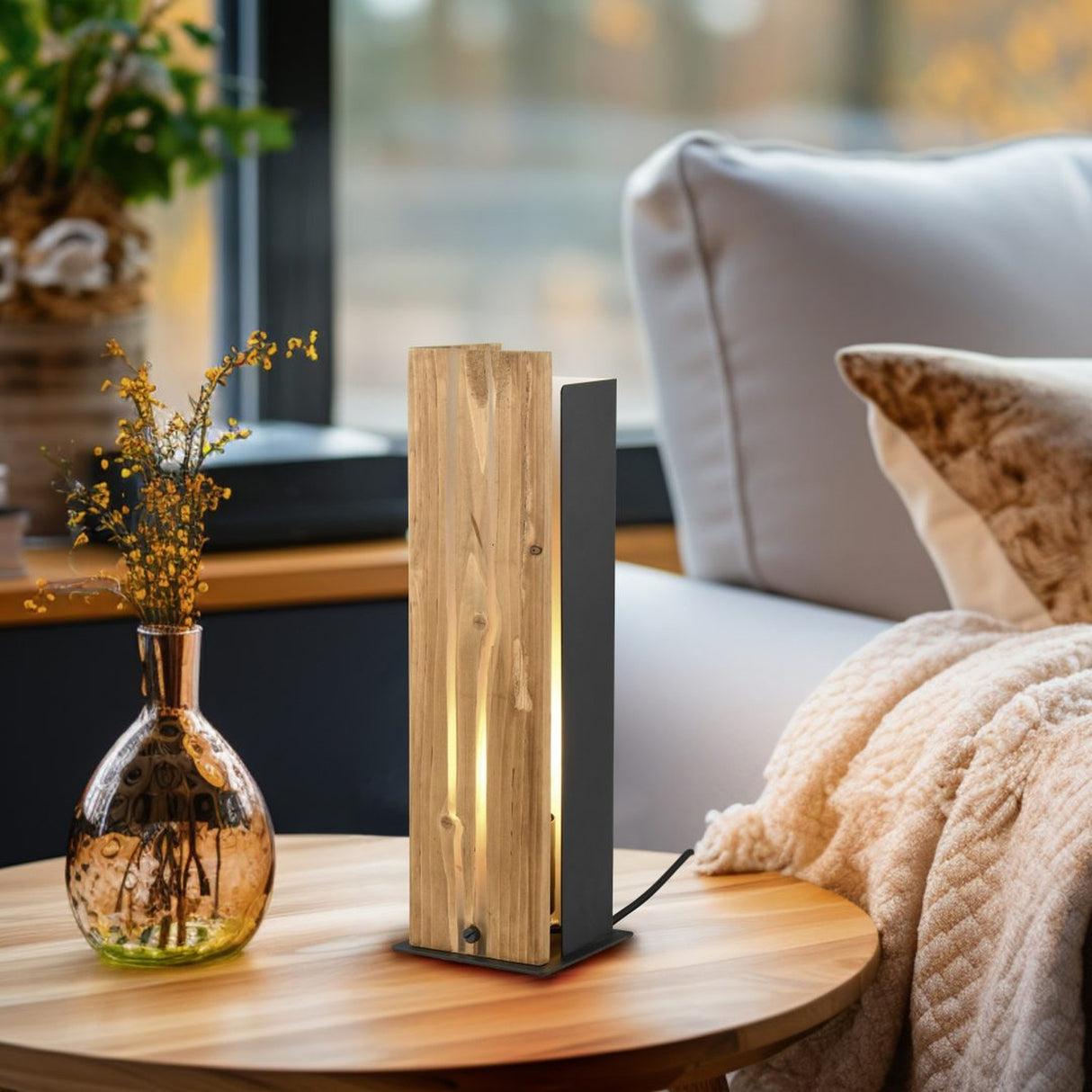 Karuni Wooden Table Lamp – Natural