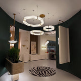 Vireon LED Triple Ring Alabaster Chandelier - Bronze