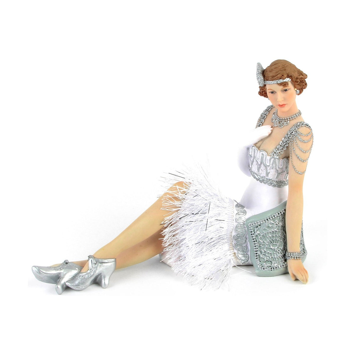 Gatsby Girls Evelyn Sitting Flapper Resin Figurine - Silver