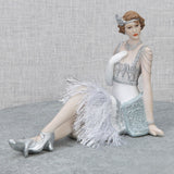 Gatsby Girls Evelyn Sitting Flapper Resin Figurine - Silver