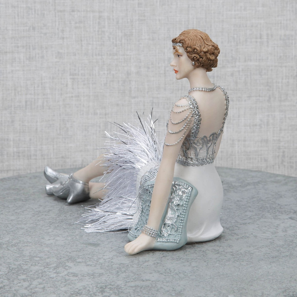Gatsby Girls Evelyn Sitting Flapper Resin Figurine - Silver