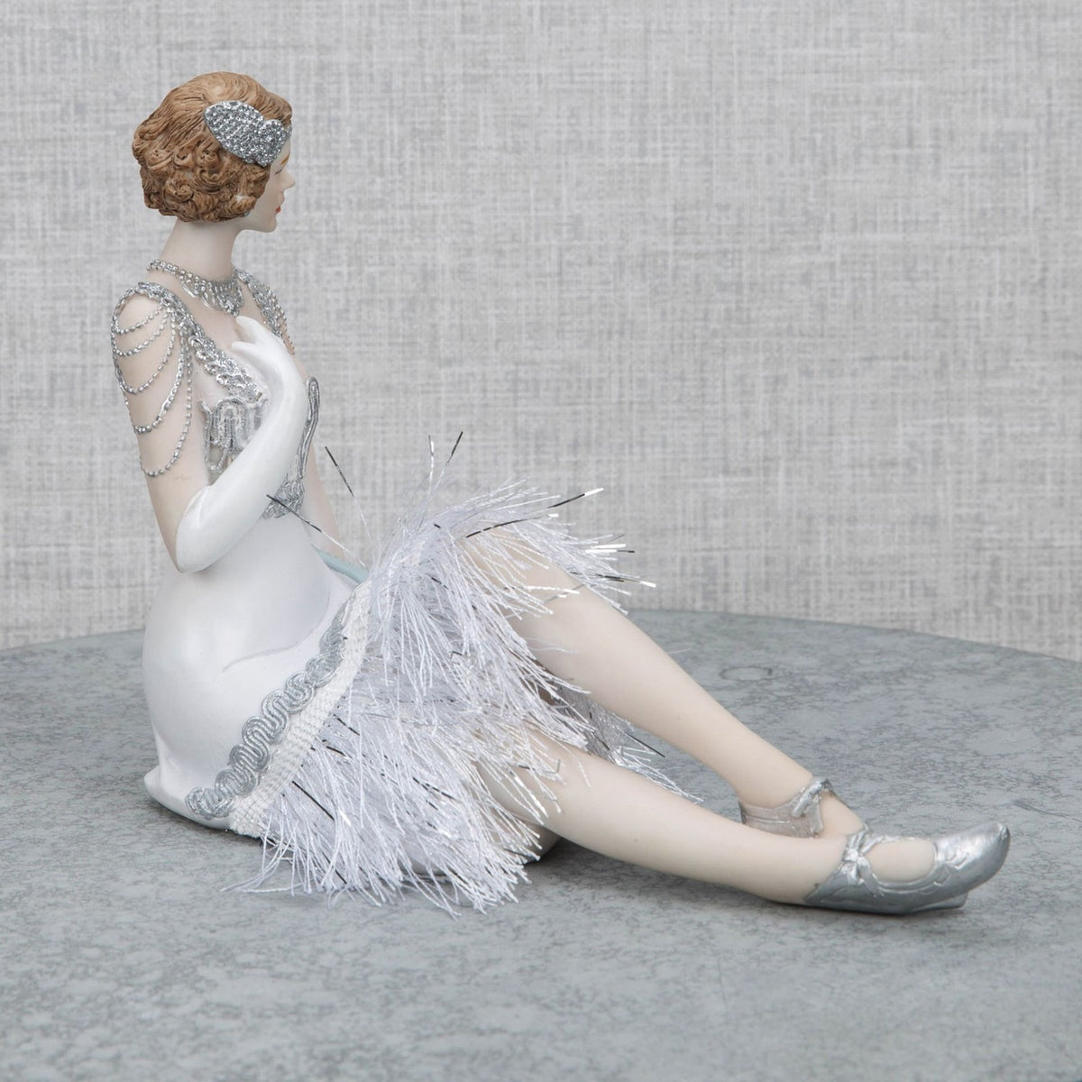 Gatsby Girls Evelyn Sitting Flapper Resin Figurine - Silver