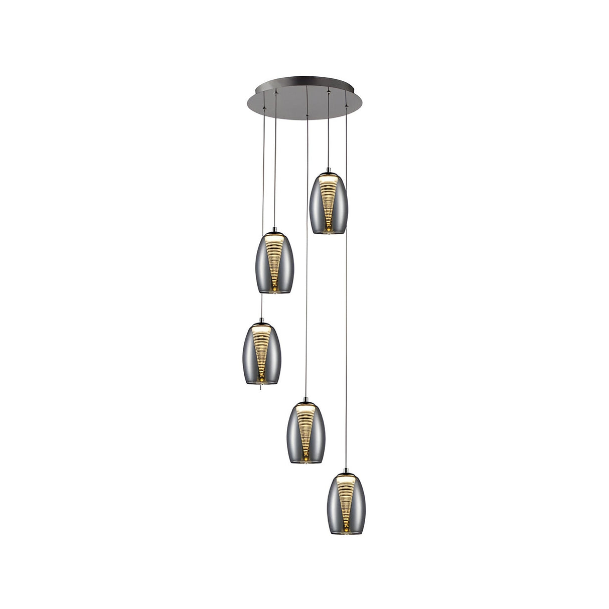 Nebula 5 Light LED Glass Cluster Pendant 25W 3000K - Transparent