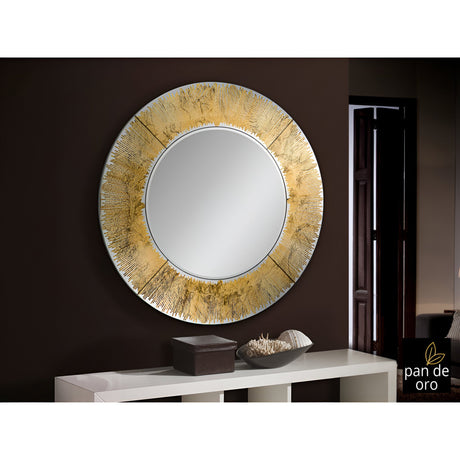 Aurora Carved Round Wall Mirror Gold - 100cm