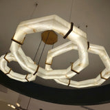 Vireon LED Triple Ring Alabaster Chandelier - Bronze