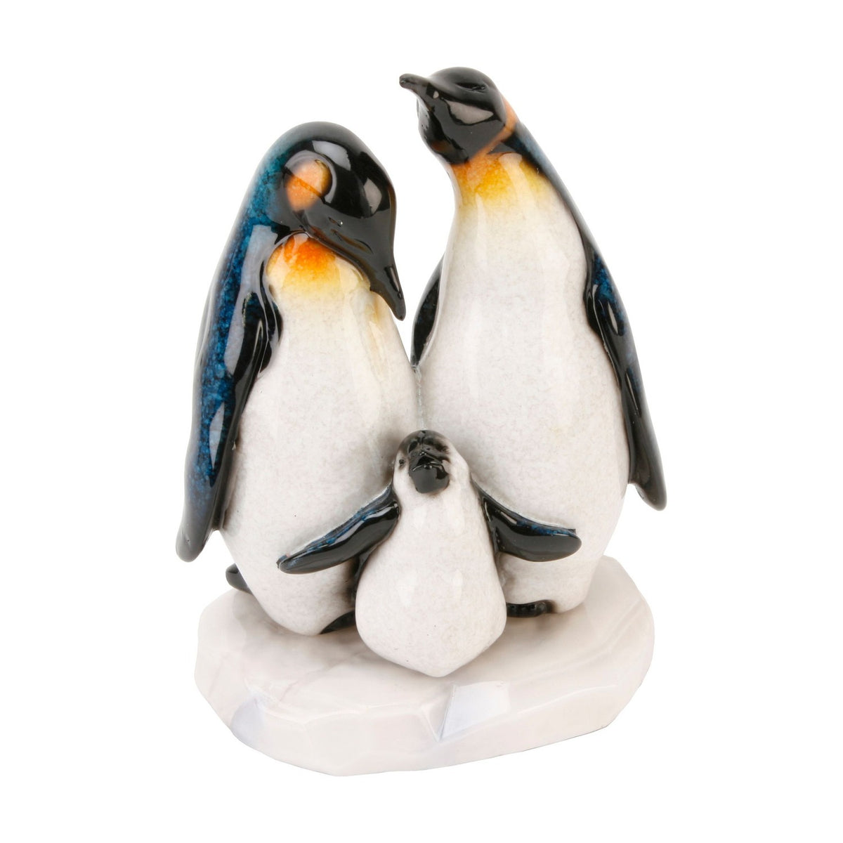 Penguin Family Polished Stone Effect Resin Figurine - White