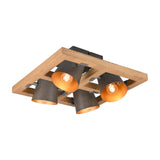 Bell 4 Light Wooden Ceiling Light – Antique Nickel