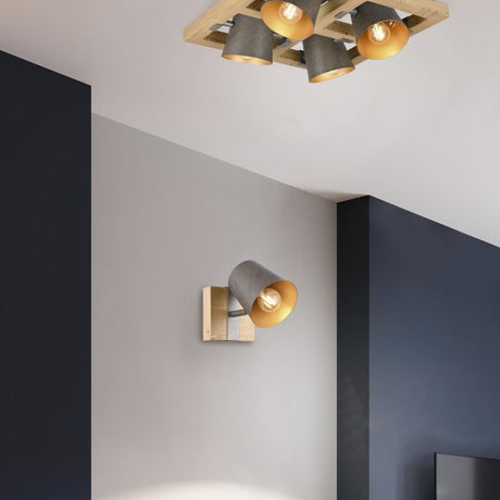 Bell 4 Light Wooden Ceiling Light – Antique Nickel