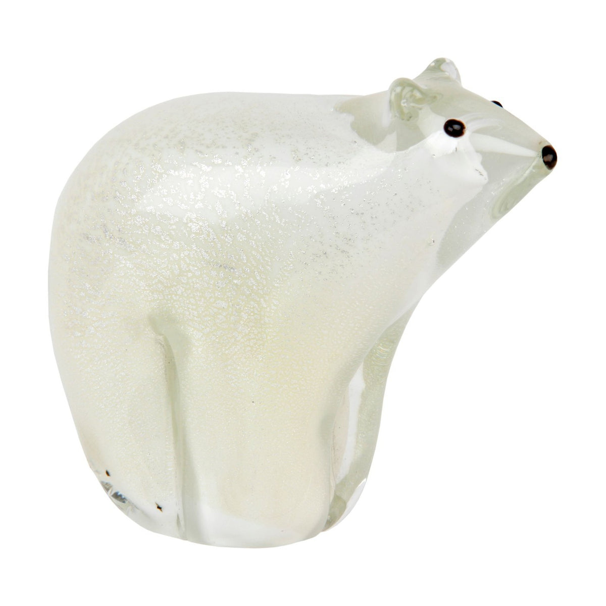 Polar Bear Glass Figurine with Clear Ears and Muzzle - White