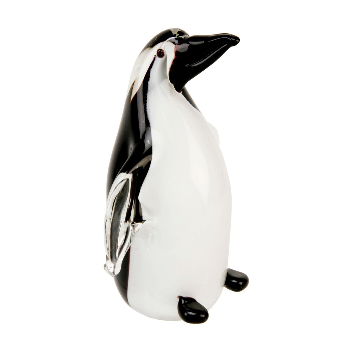 Standing Penguin Glass Figurine - White & Black