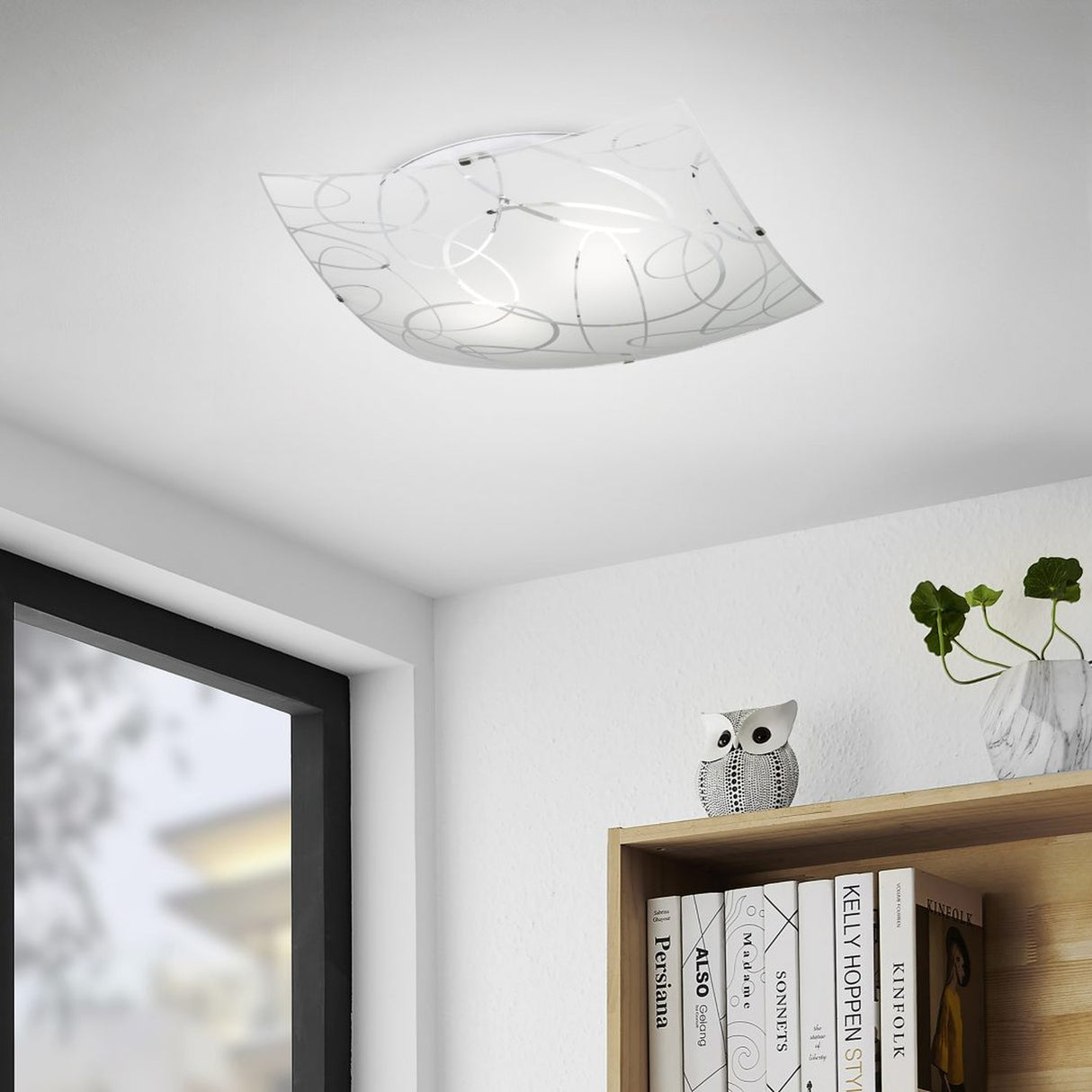 Spirelli Glass Ceiling Light – White
