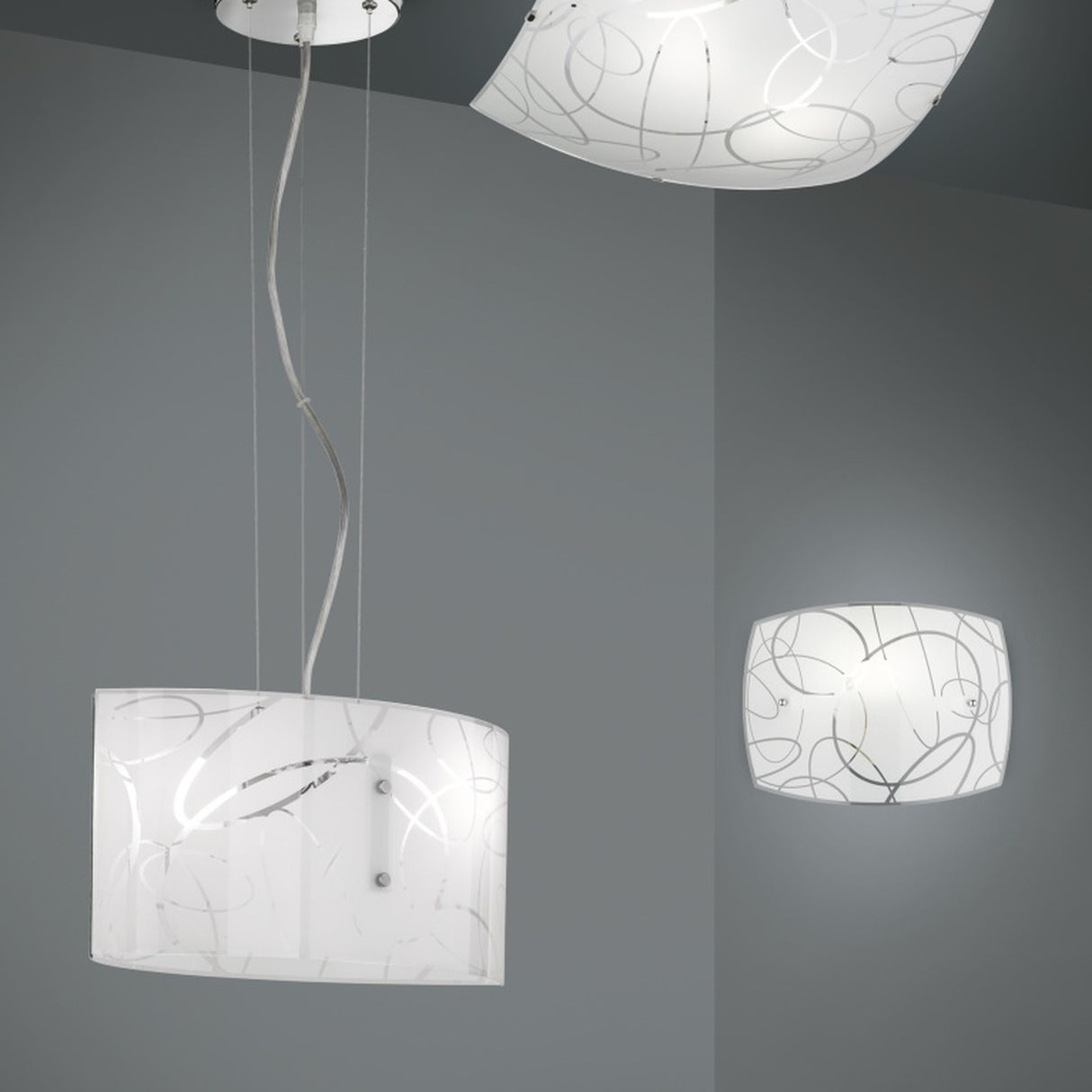 Spirelli 2 Light Glass Ceiling Light – White