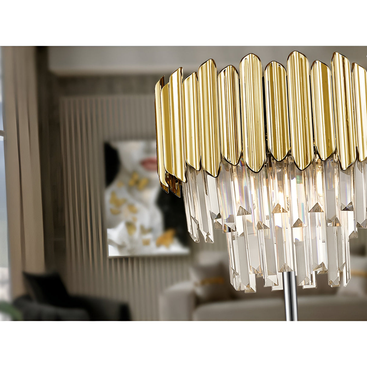 Tiara Glass Floor Lamp - Chrome/Gold