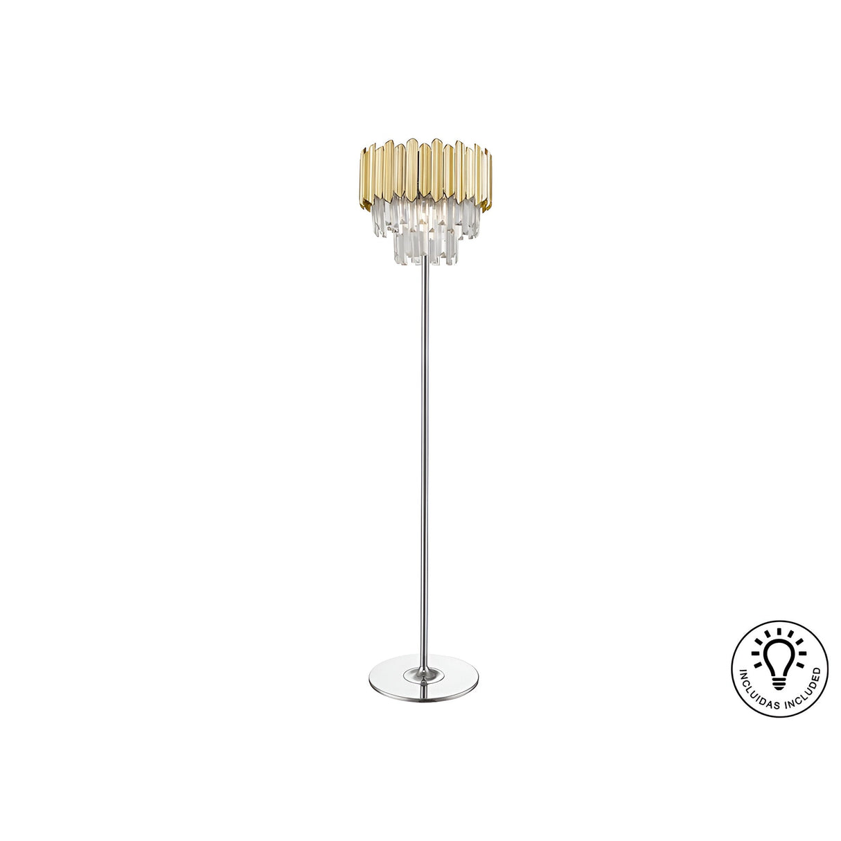 Tiara Glass Floor Lamp - Chrome/Gold