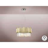 Tiara 6 Light Glass Chandelier - Gold