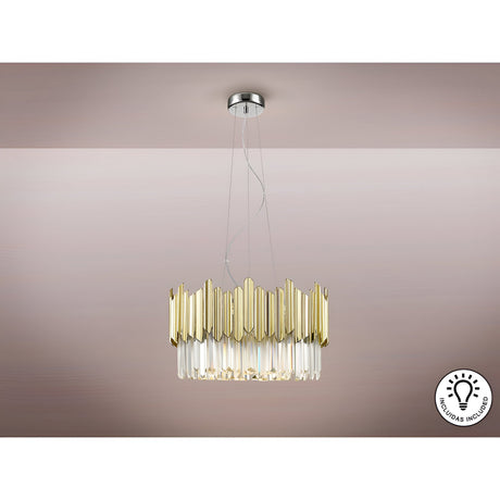 Tiara 6 Light Glass Chandelier - Gold