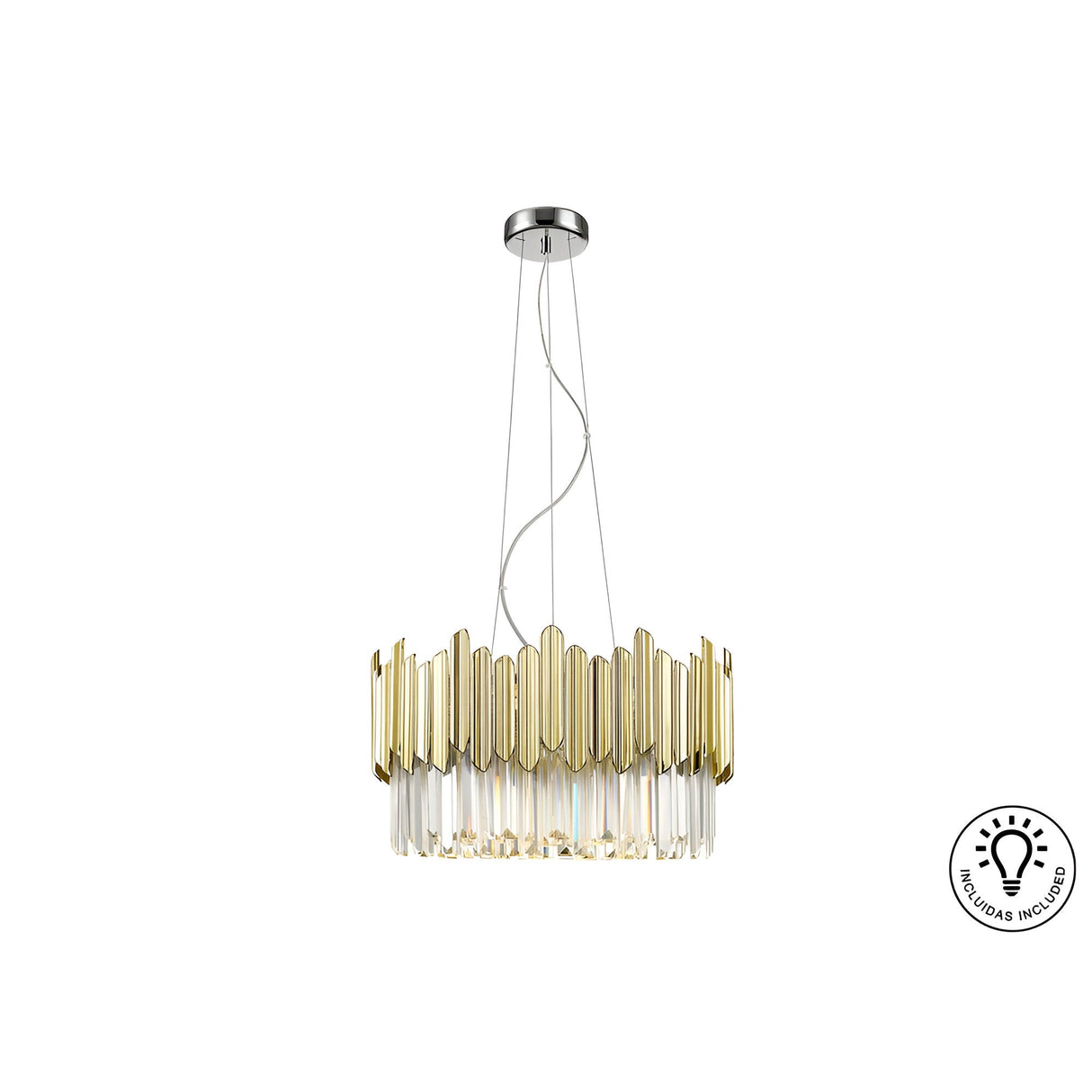 Tiara 6 Light Glass Chandelier - Gold