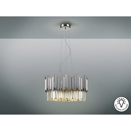 Tiara 6 Light Glass Chandelier - Chrome