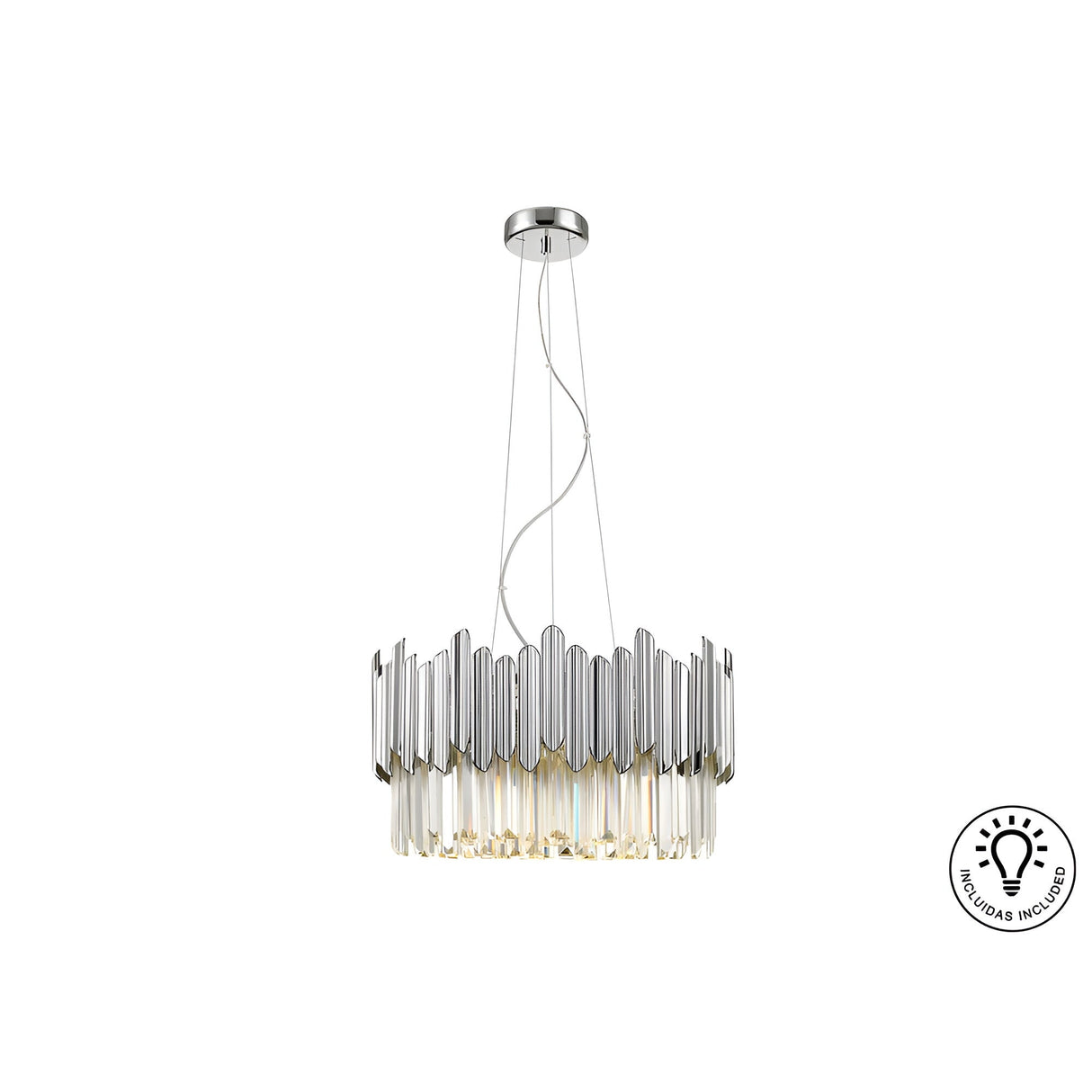 Tiara 6 Light Glass Chandelier - Chrome