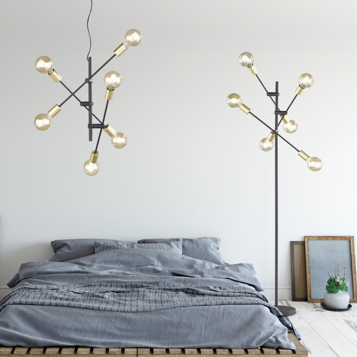 Cross 6 Light Chandelier – Matt Black