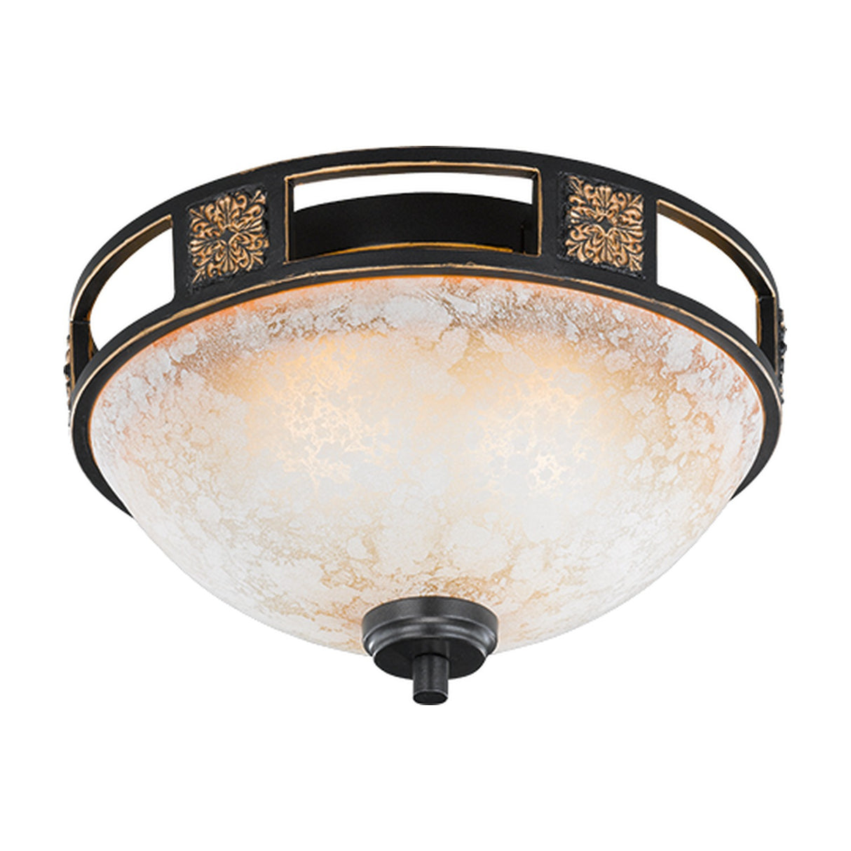 Quinta 2 Light Glass Ceiling Light – Rust