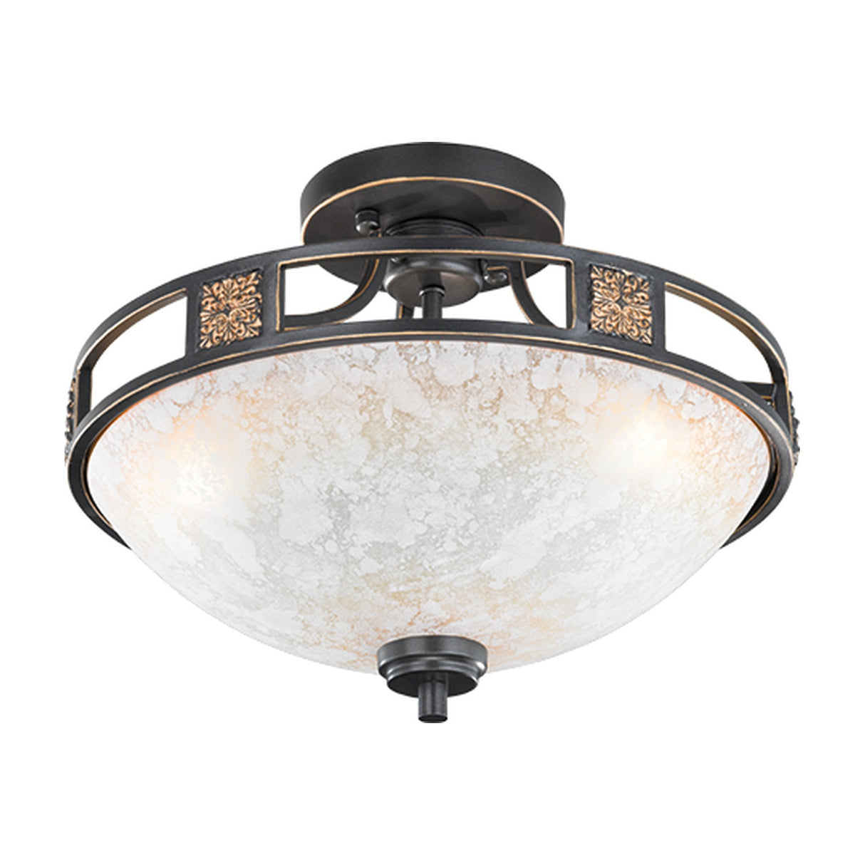 Quinta 3 Light Glass Ceiling Light – Rust