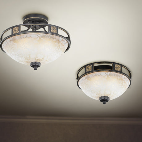Quinta 3 Light Glass Ceiling Light – Rust