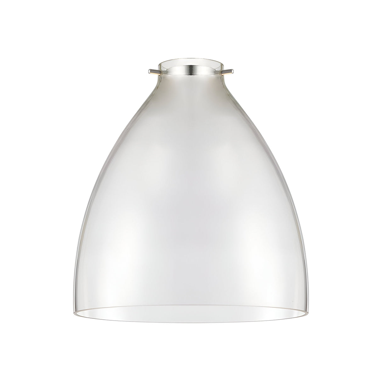 Endon Brackmere clear glass pendant shade with polished chrome three-pin gimbal, dome shape, shown on a plain white background.