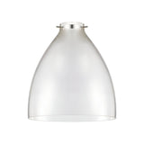 Endon Brackmere clear glass pendant shade with polished chrome three-pin gimbal, dome shape, shown on a plain white background.