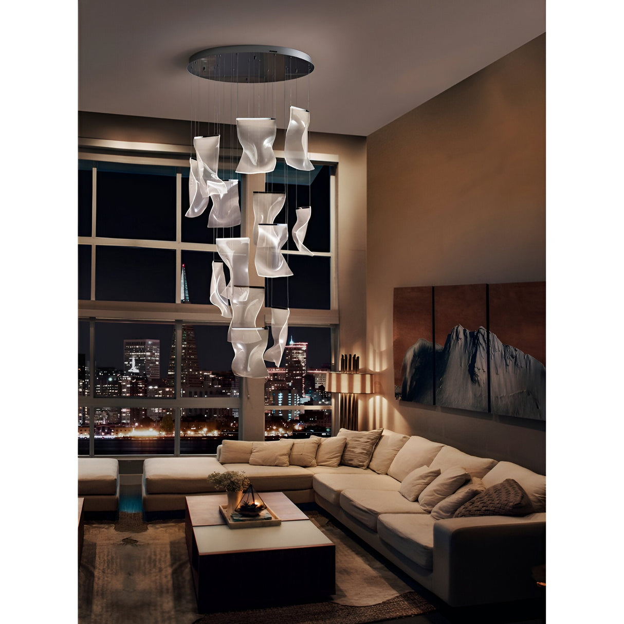 Velos 13 Dimmable LED Cluster Pendant - Chrome (With Remote Control)