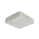 A square, grey alabaster ceiling canopy with brushed brass accents for the Cadris LED Large Square Flush Ceiling Light, featuring two visible screw holes and shown from below against a white background.