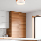 Seasons 2 Light Round White Ceiling Light – Satin Nickel