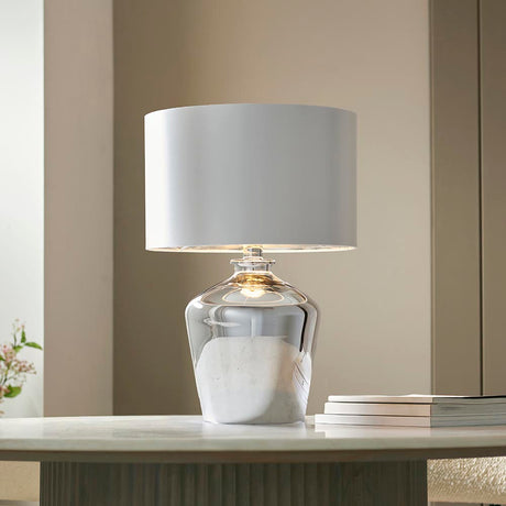 Danefield Table Lamp - Chrome & Cream