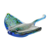 Speckled Stingray Glass Figurine with Curled Tail - Blue