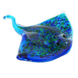 Speckled Stingray Glass Figurine with Curled Tail - Blue