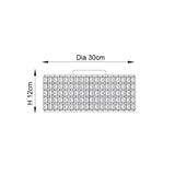 Dimension diagram of the Endon Ophelia 3 light crystal flush bathroom ceiling light in chrome, showing 30cm diameter and 12cm height.