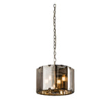 Bevshaw 4 Light Pendant in slate grey, with bevelled smoke glass panels and an adjustable chain suspension, shown on a plain white background.