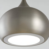 Ashleigh Pendant in matt nickel, close-up of the domed metal shade with white diffuser base, shown against a plain light background.