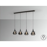 Opaz 4 Light Glass Bar Pendant - Smoked Black