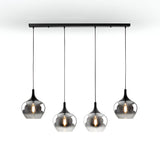 Opaz 4 Light Glass Bar Pendant - Smoked Black