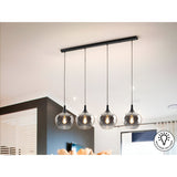 Opaz 4 Light Glass Bar Pendant - Smoked Black