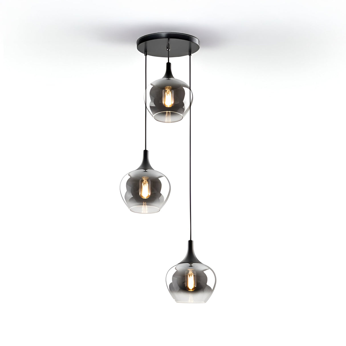 Opaz 3 Light Cluster Pendant - Smoked Black