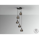 Opaz 5 Light Cluster Pendant - Smoked Black